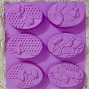 Oval Bee & Flower Silicone Soap Mold – PURPLE  (350 Taka)
